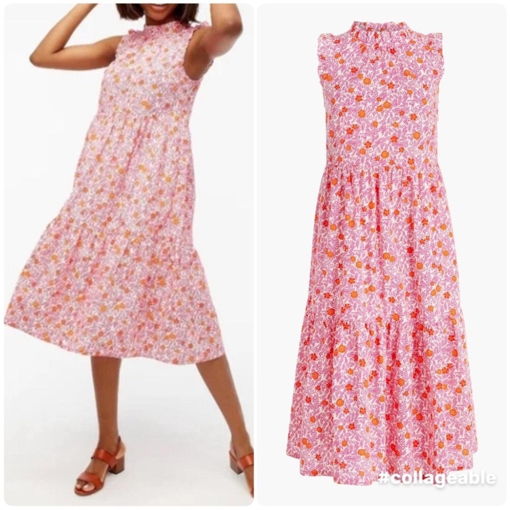 J.crew floral tiered ruffle midi sleeveless dress AZ001